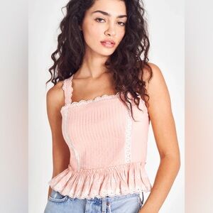 LoveShackFancy Smocked Ruffled Tank Top